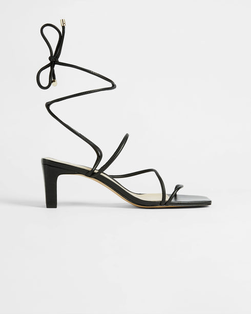 <P>Square Toe Spaghetti Strap Mid Heeled Sandal</P>